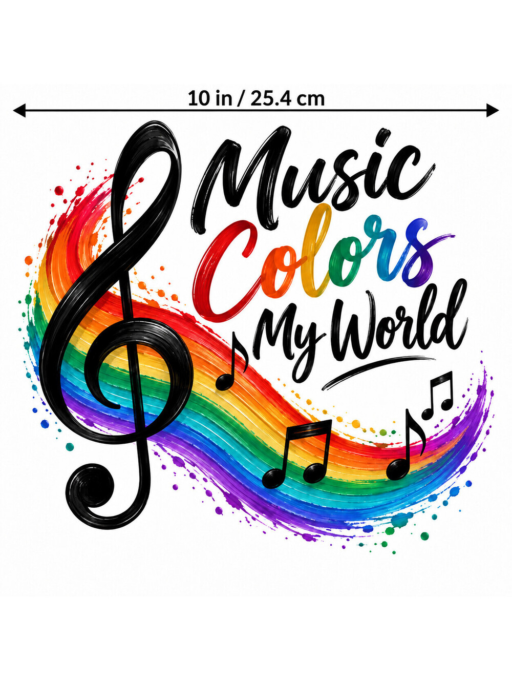 4PCS 10in Music Colors My World Rainbow DTF Transfers